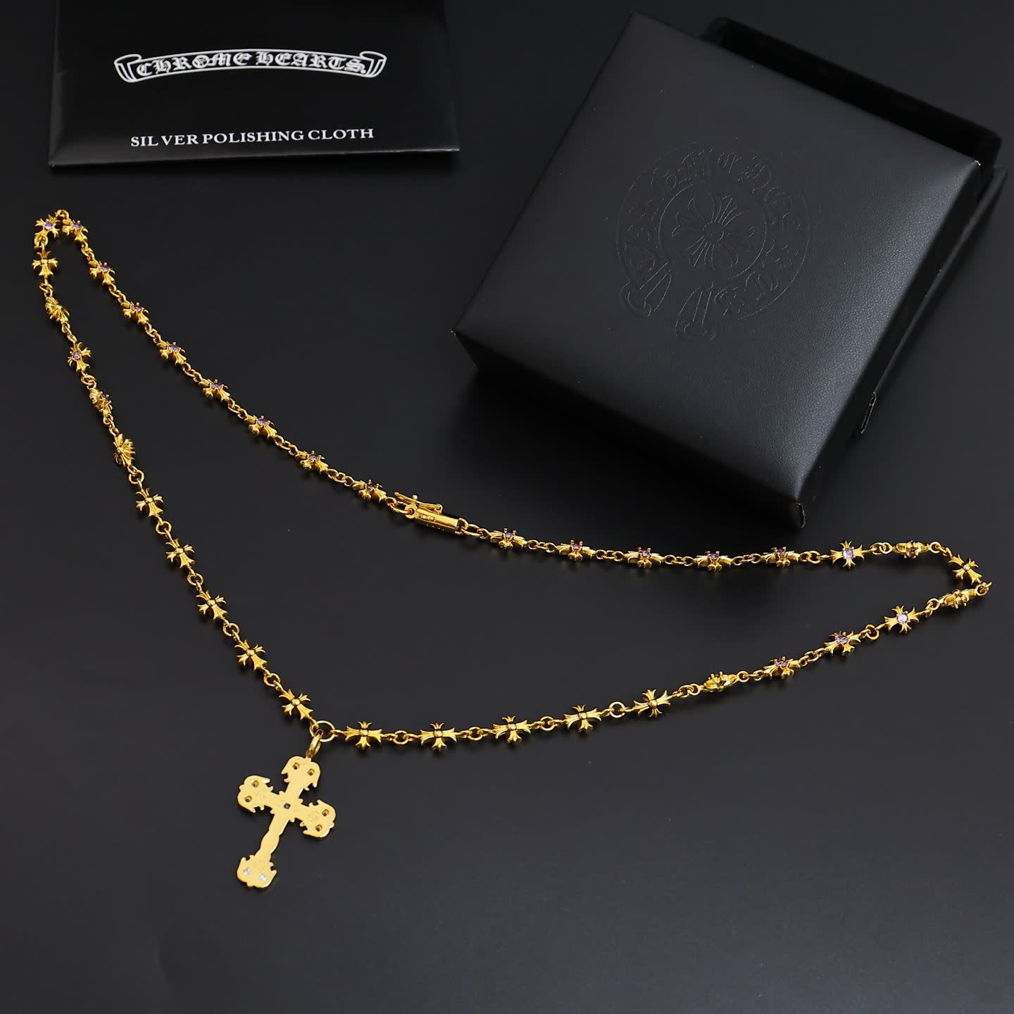 Chrome Hearts Silver Cross Pendant with Chain